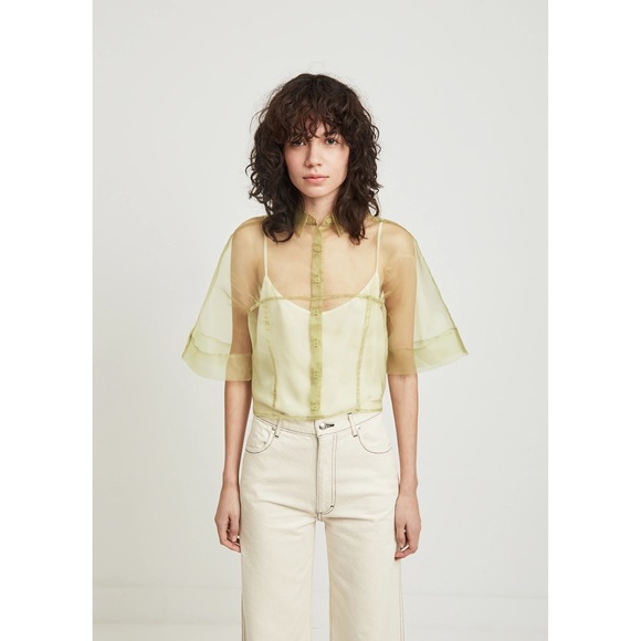 🌈 SOLD 🌈 ECKHAUS LATTA float blouse in liquid blue Japanese organza sheer mesh - Picture 3 of 16